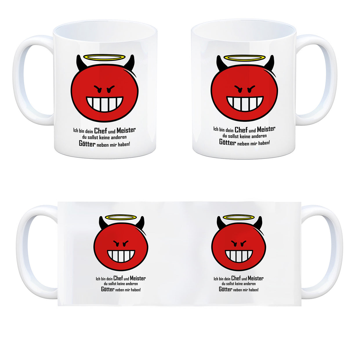 Kaffeebecher mit Spruch: Ich bin dein Chef und Meister ...