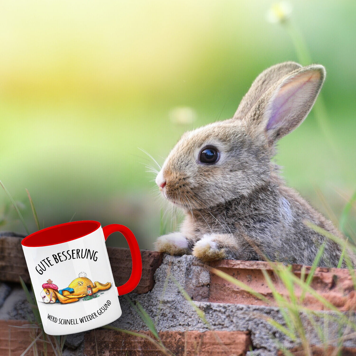 Gute Besserung, wird schnell wieder gesund Hase Kaffeebecher