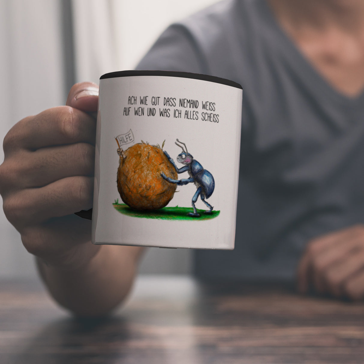 Ach wie gut, dass niemand weiß, auf wen und was ich alles scheiß Kaffeebecher