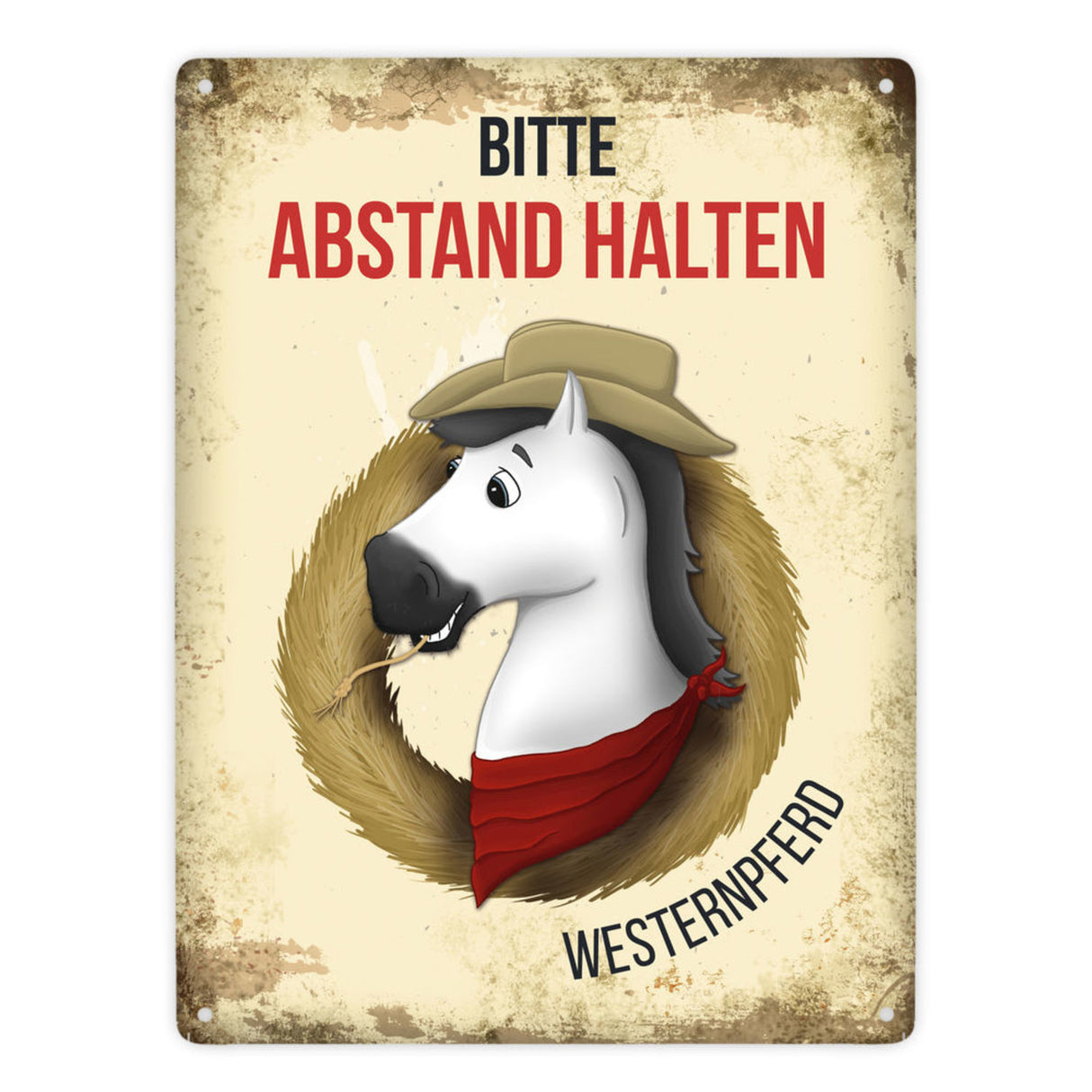 Metallschild mit Westernpferd Motiv für Pferdeanhänger - Pferde, Hängerschild, Westernreiten