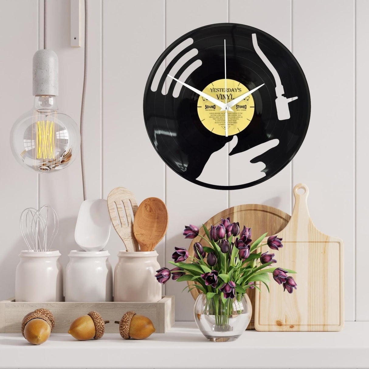 DJ Disc Jockey Vinyl Wanduhr aus einer echten Schallplatte
