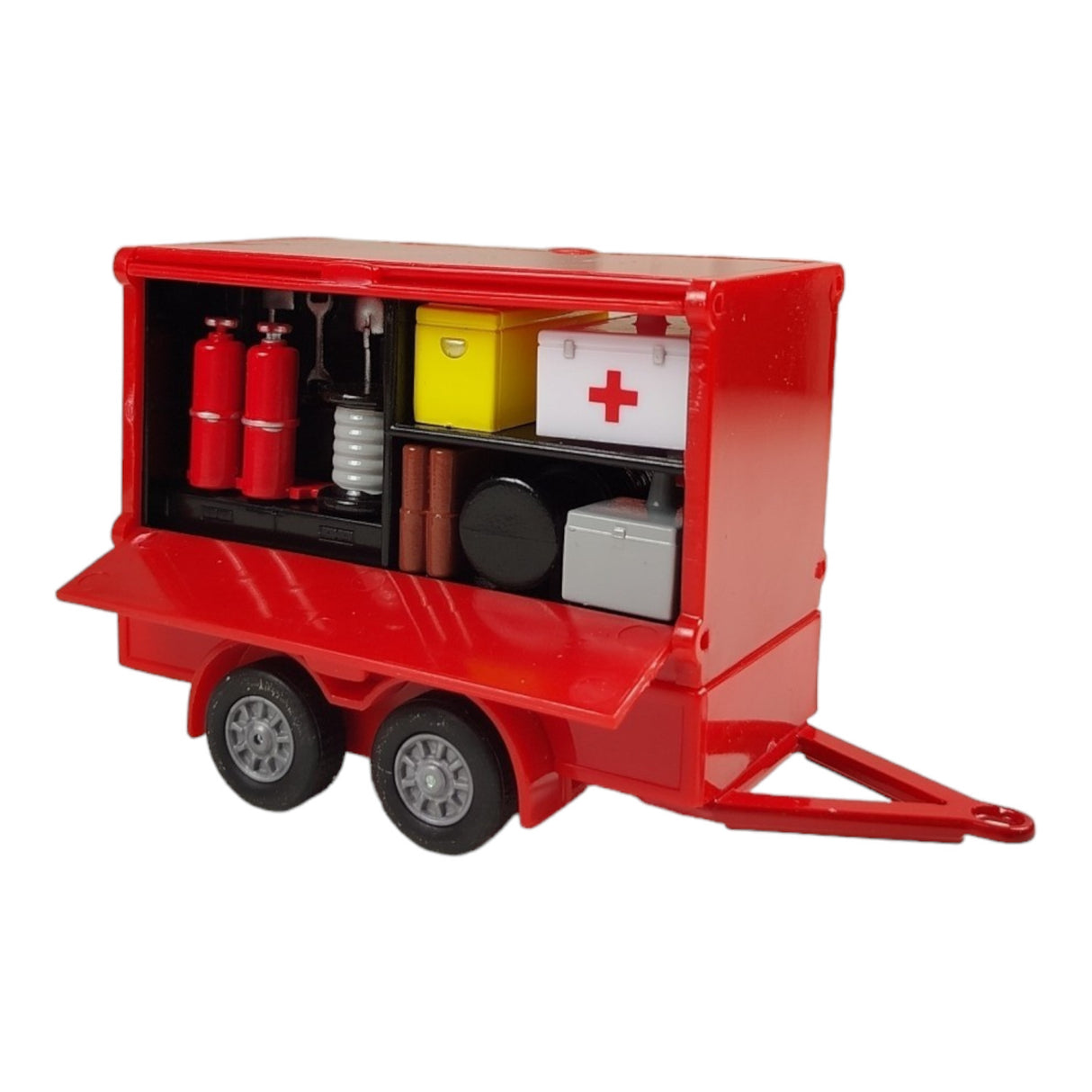 Volkswagen VW Feuerwehr Van mit Anhänger Spielzeug Volkswagen Feuerwehrauto mit Pull Back Motor