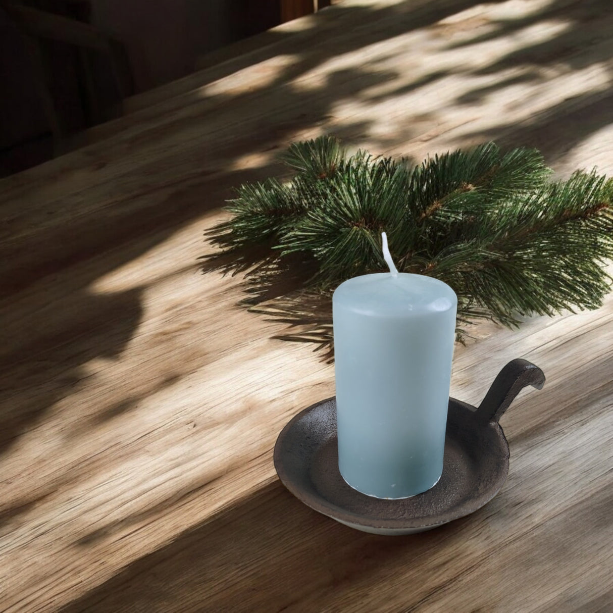 Kleine Pfanne Kerzenständer mit 8cm Standfläche - rustikale Tischdeko aus Gusseisen