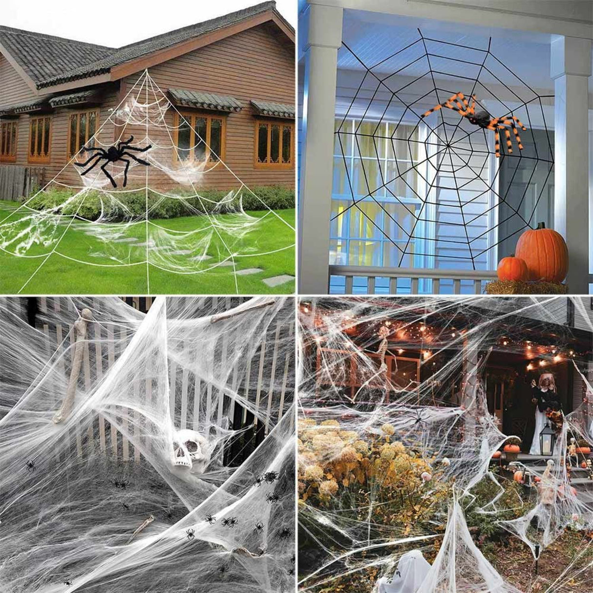 XXL Spinnen Halloween Hausdekoration mit 2 großen und 20 kleinen Spinnen