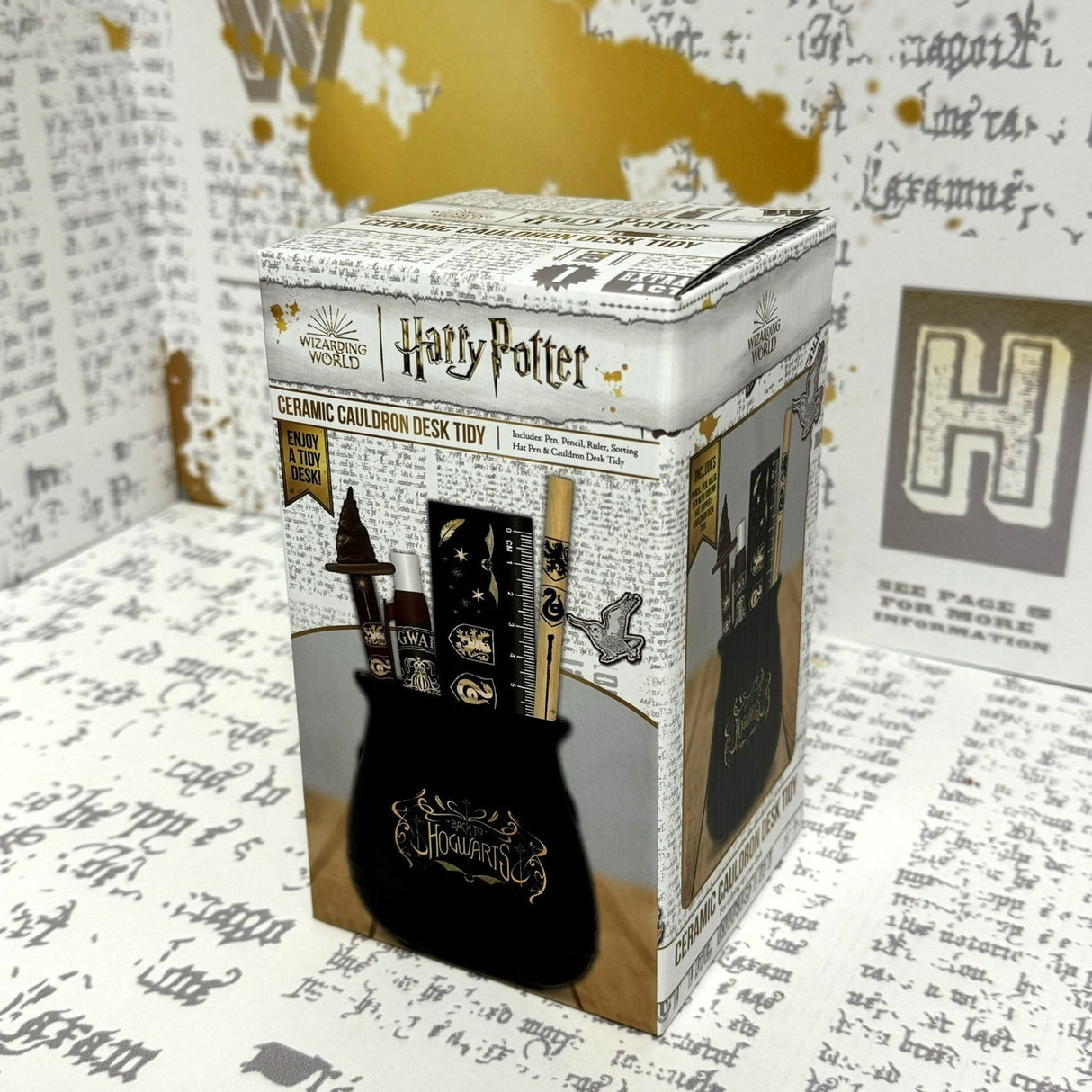Harry Potter Kessel Stiftehalter mit 3 Stiften und Lineal