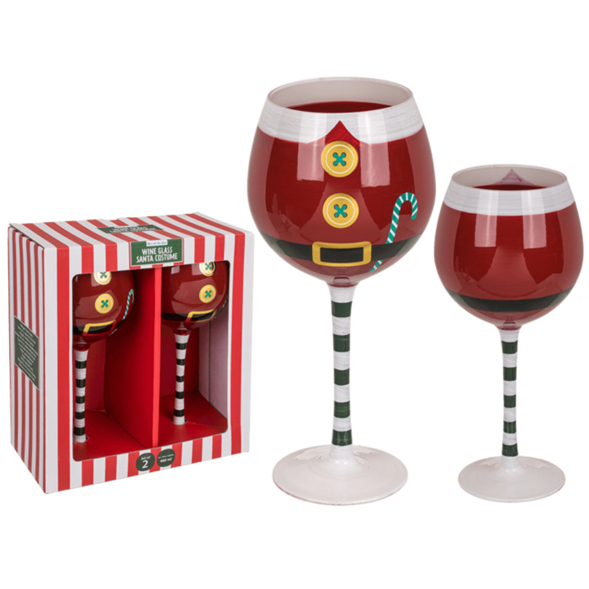 Weihnachten Weingläser im 2er Set - Santa Kostüm Weinglas