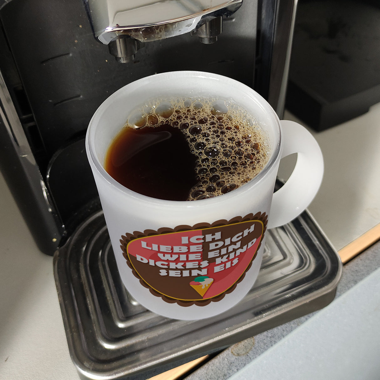 Kaffeebecher mit Spruch: Ich liebe dich wie ein dickes ...