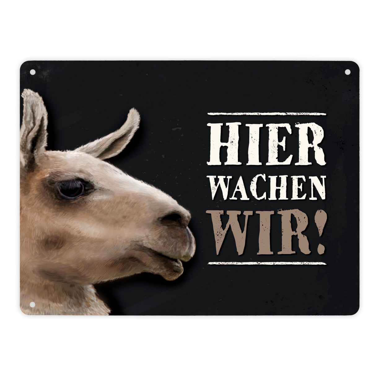 Hier wachen wir! Lama Metallschild