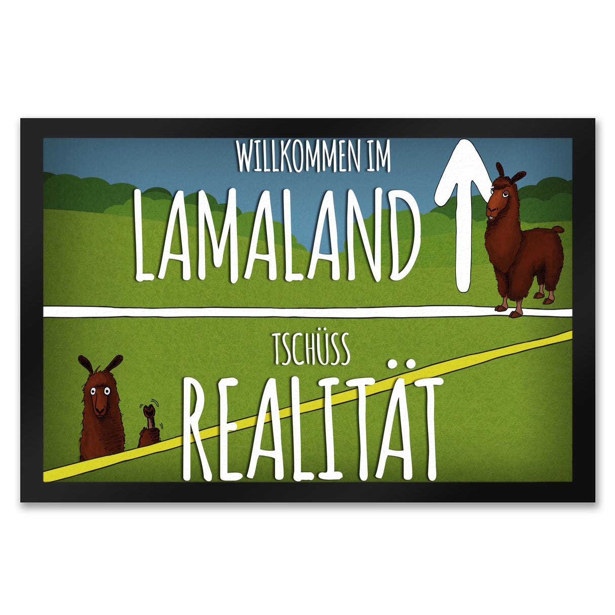 Willkommen im Lamaland - Tschüss Realität Fußmatte