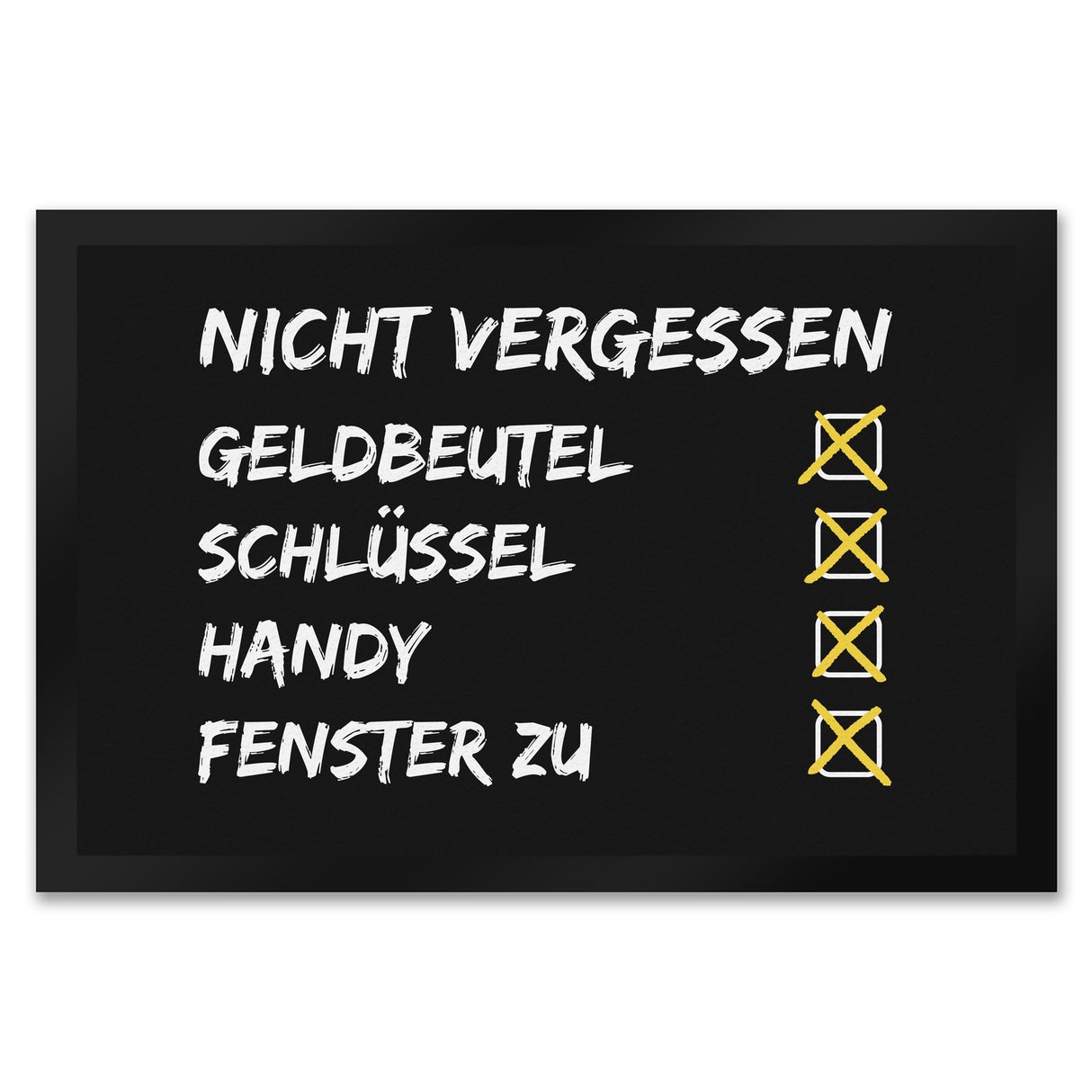 Nicht vergessen - Checkliste Fußmatte