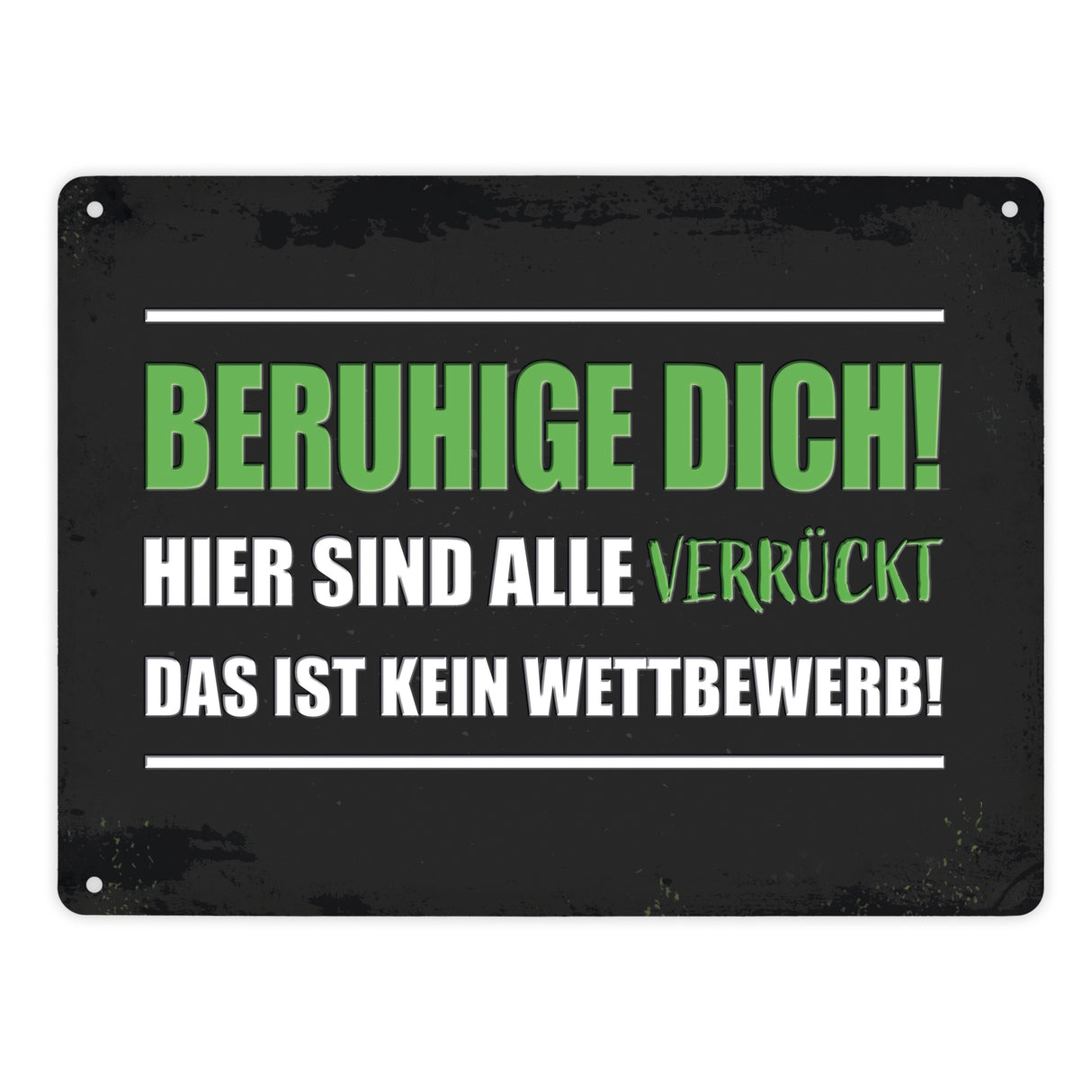 Beruhige dich! Hier sind alle verrückt… Metallschild