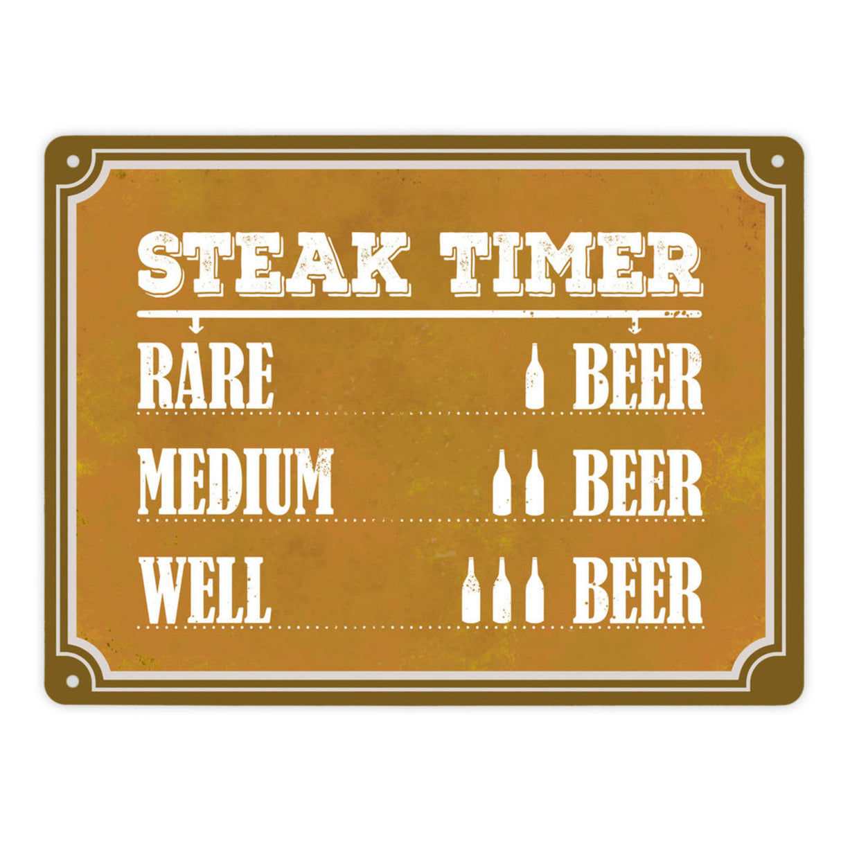 Steak Timer Metallschild Bier Grill grillen Fleisch Feier Freunde Hobby Rare Medium Well Done English