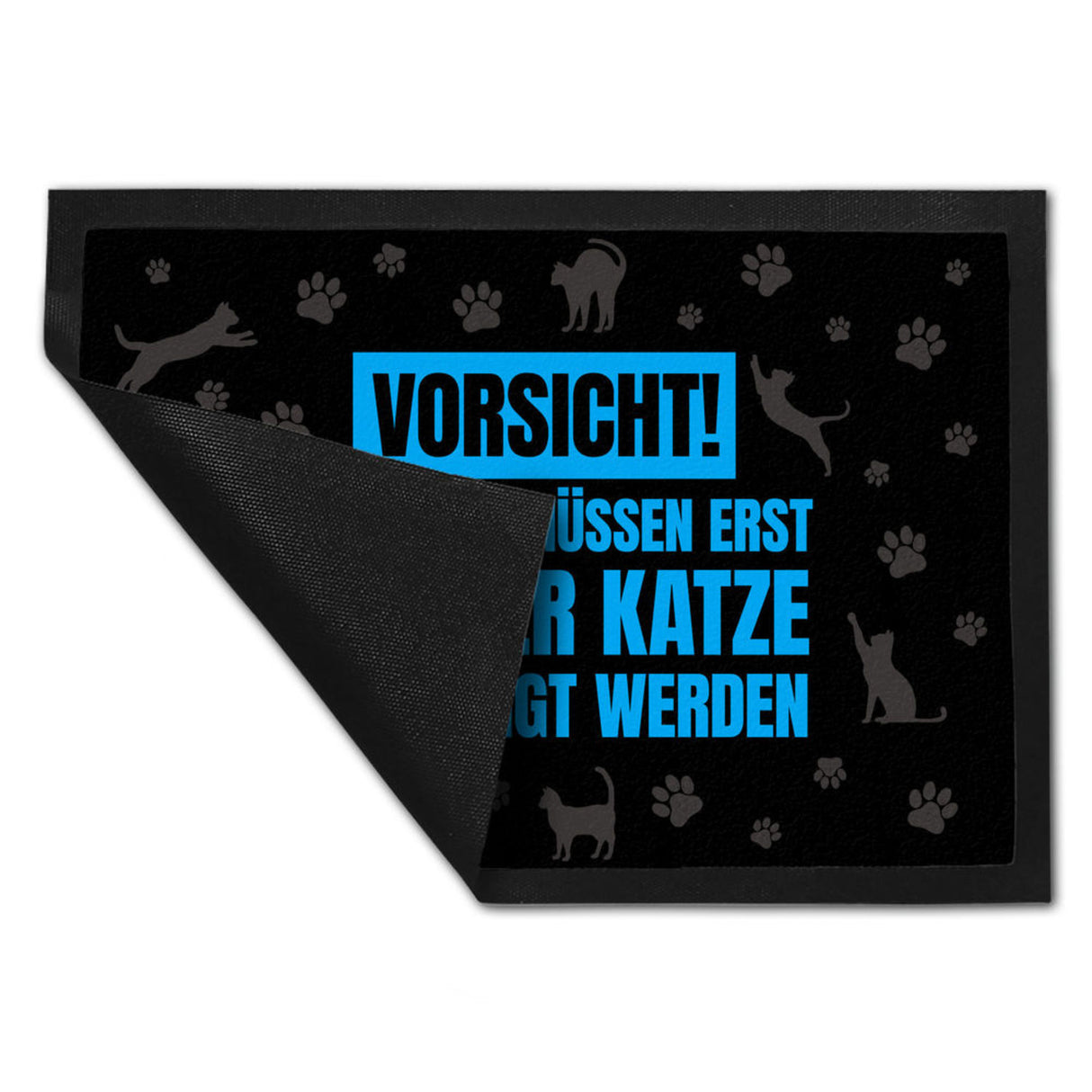 Besucher müssen erst von der Katze genehmigt werden Fußmatte - Kater Türe Katzen Haustüre Türsteher