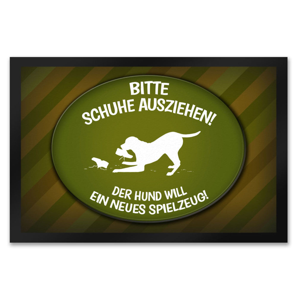 Schuhe ausziehen, der Hund will neues Spielzeug Fußmatte - spielen Wohnung Schuh Hunde Haushalt Füße