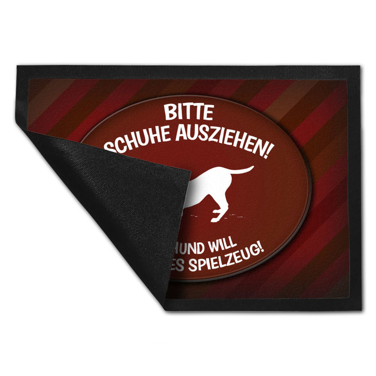 Schuhe ausziehen, der Hund will neues Spielzeug Fußmatte - spielen Wohnung Schuh Hunde Haushalt Füße