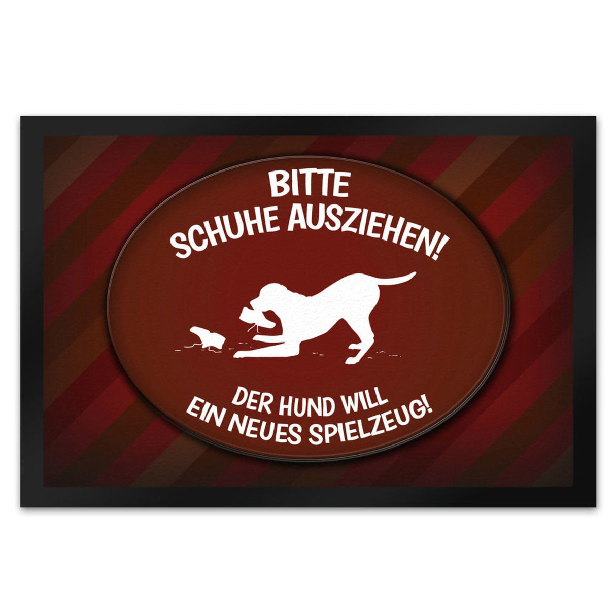 Schuhe ausziehen, der Hund will neues Spielzeug Fußmatte - spielen Wohnung Schuh Hunde Haushalt Füße