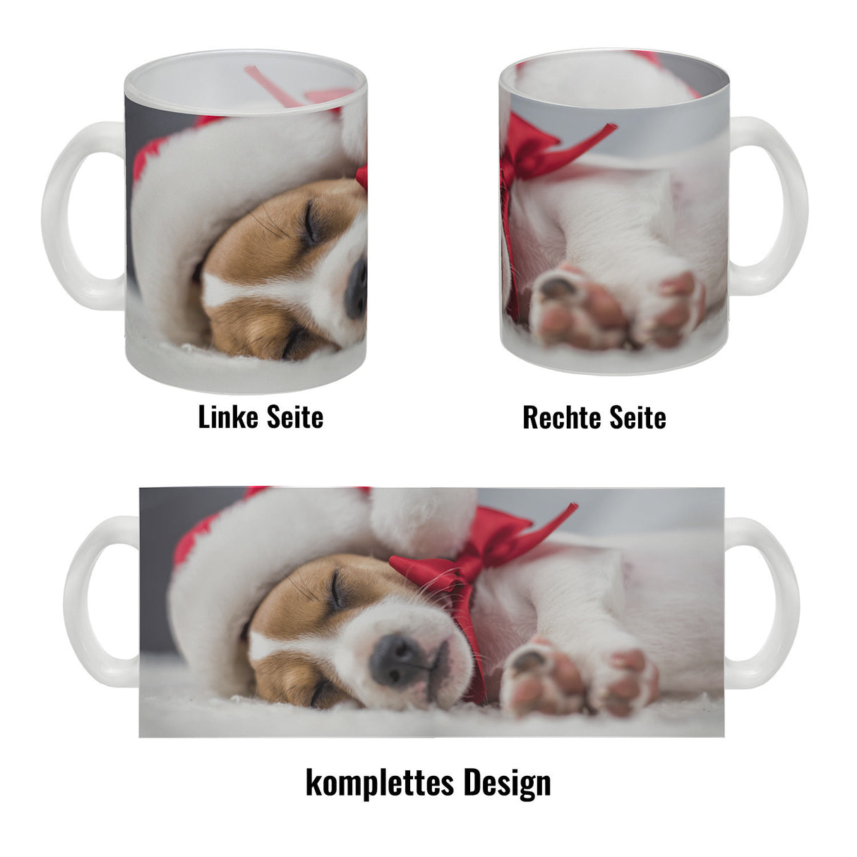 Weihnachtshund Jack mit Nikolausmütze Kaffeebecher