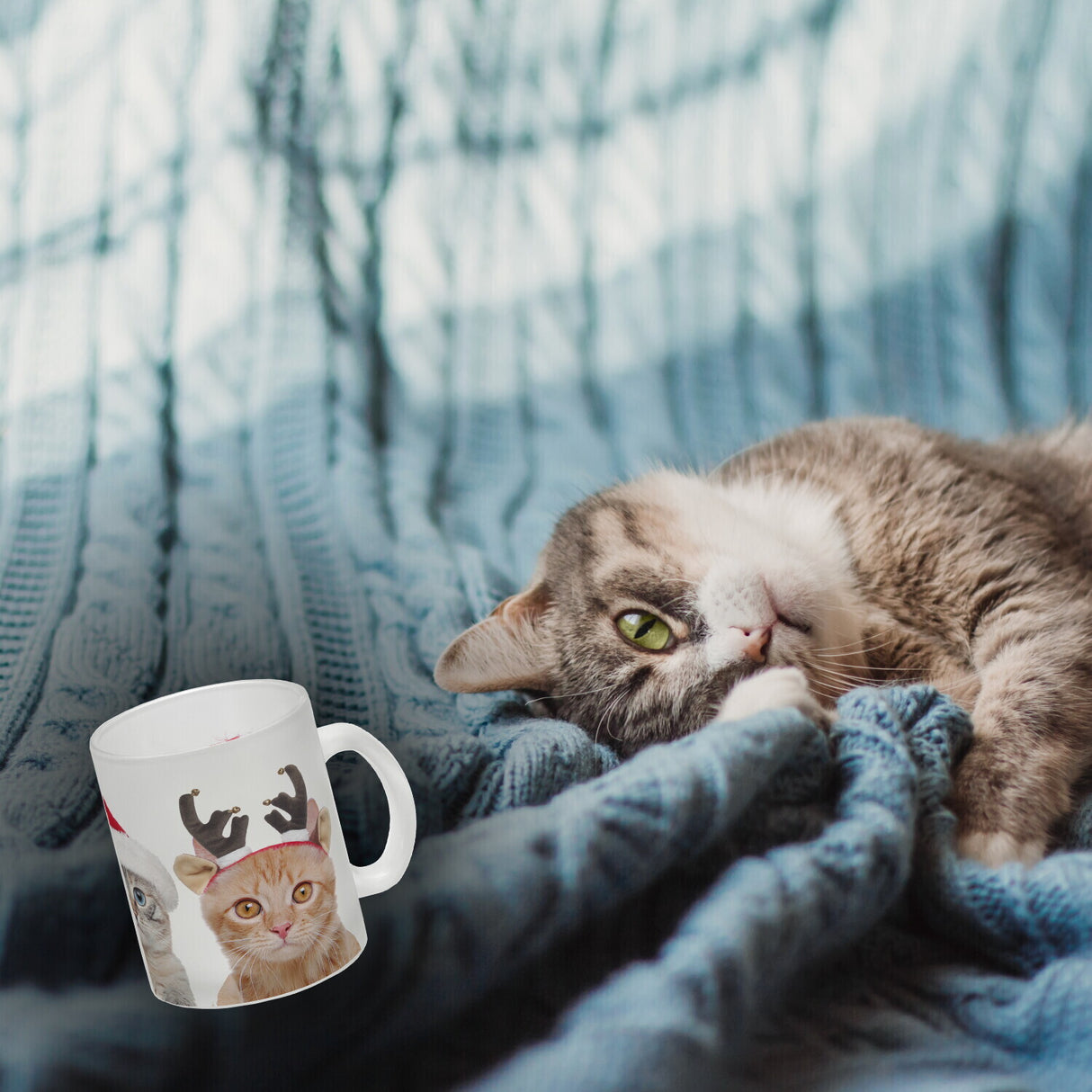 Katzen Tasse Kaffeebecher mit Weihnachtsmotiv