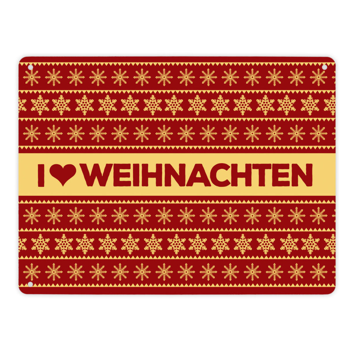 I love Weihnachten Metallschild mit Weihnachtsmuster Motiv - Weihnachten Herz Liebe Stern Schnee