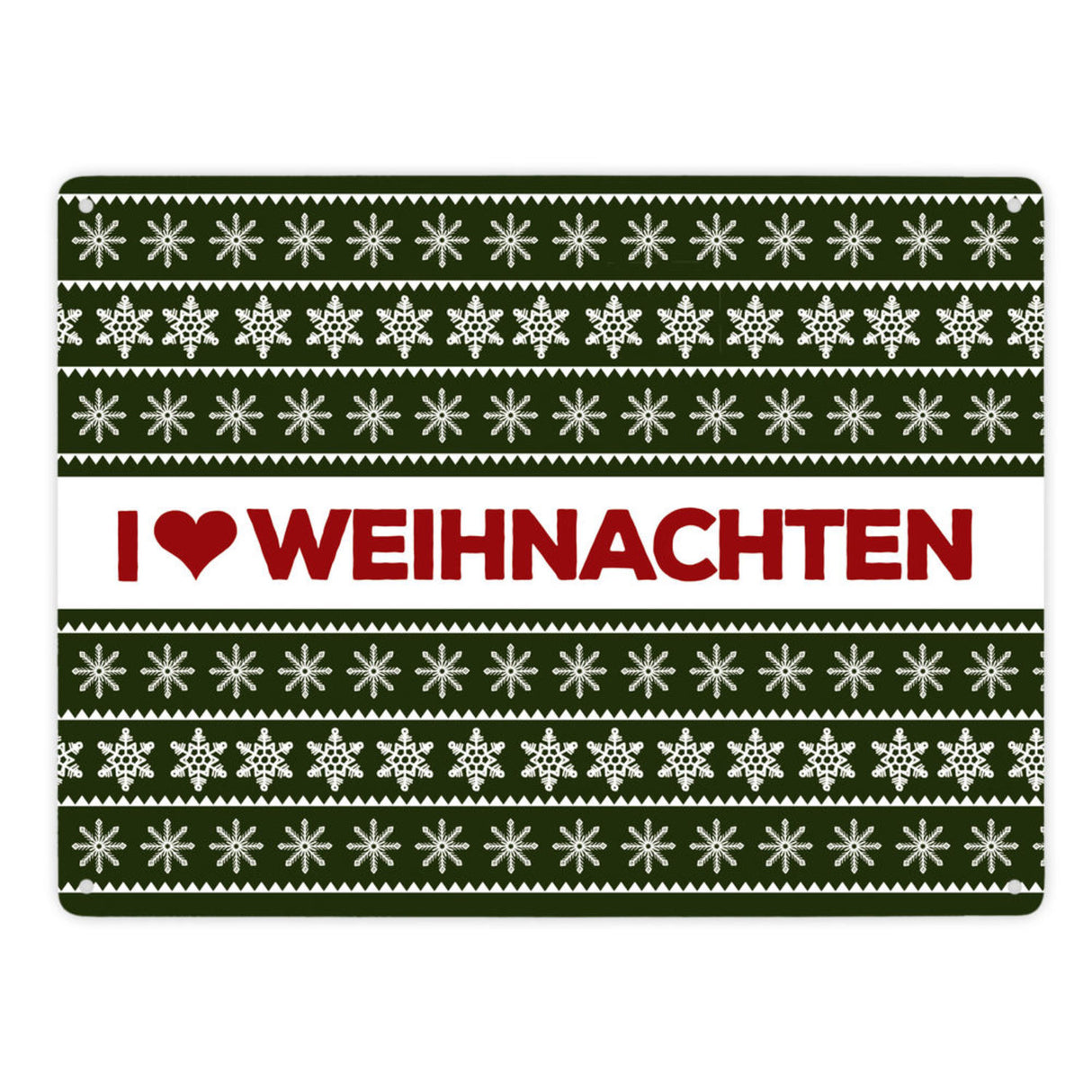 I love Weihnachten Metallschild mit Weihnachtsmuster Motiv - Weihnachten Herz Liebe Stern Schnee