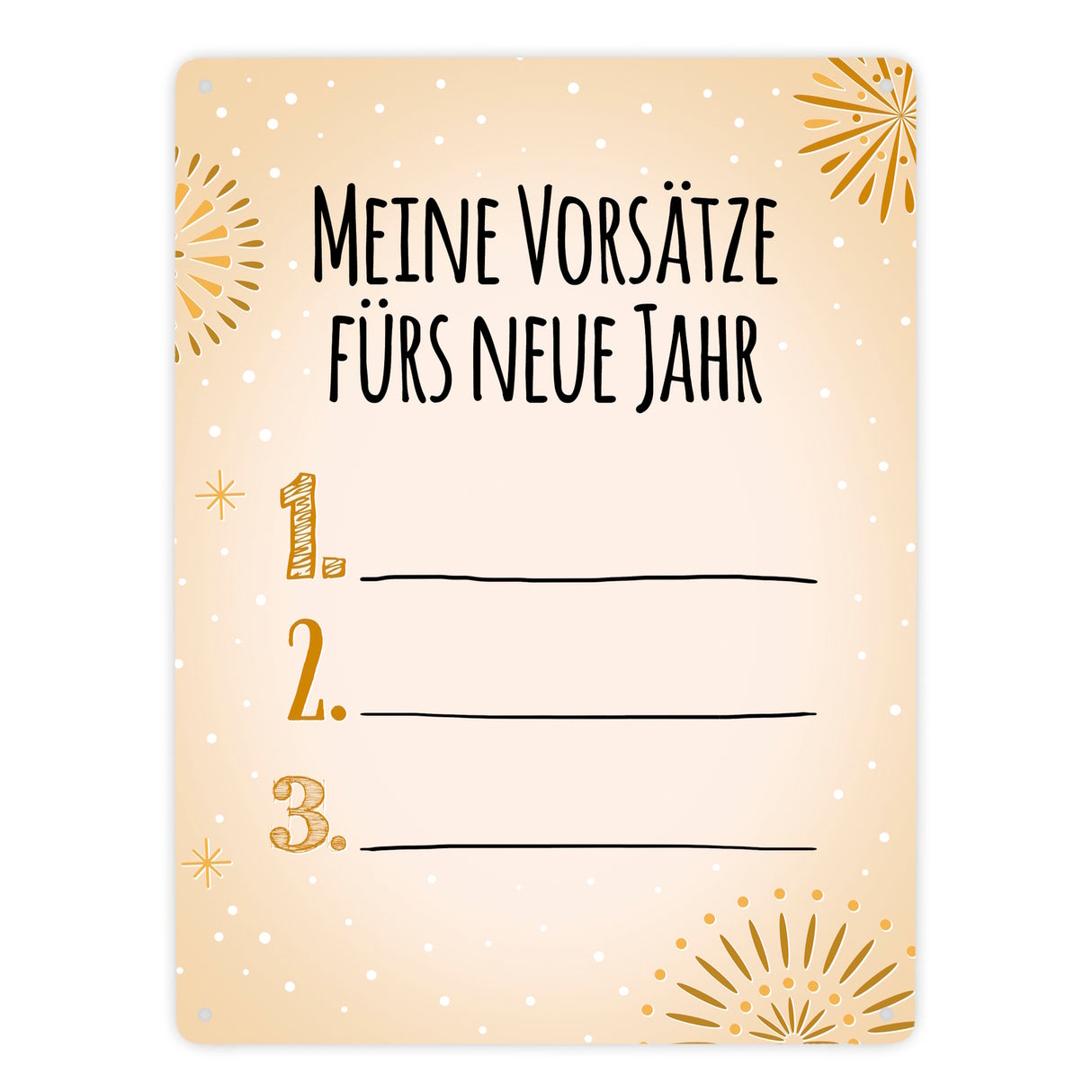 Vorsätze fürs neue Jahr Metallschild zum selber beschriften - Silvester Vorsatz jahr Year happy neu Rutsch