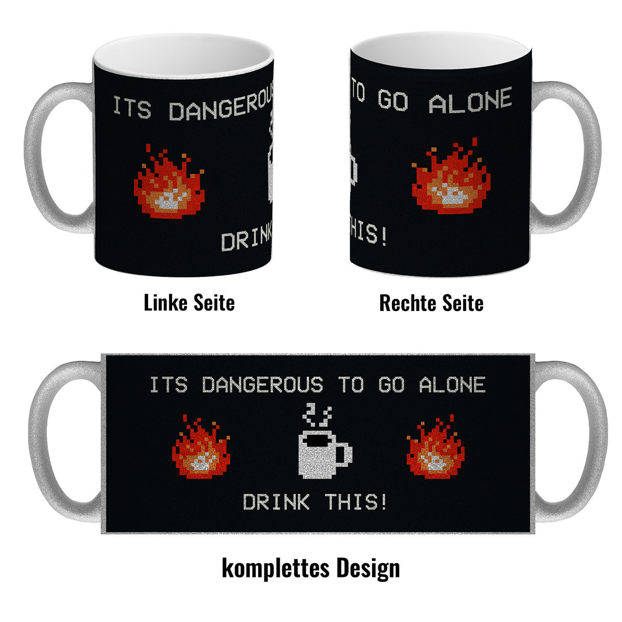 Dangerous to go Alone Kaffeebecher für alle Retro Zocker mit Pixel-Motiv