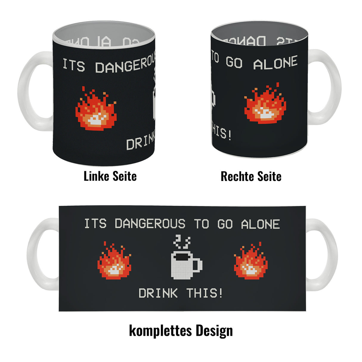Dangerous to go Alone Kaffeebecher für alle Retro Zocker mit Pixel-Motiv