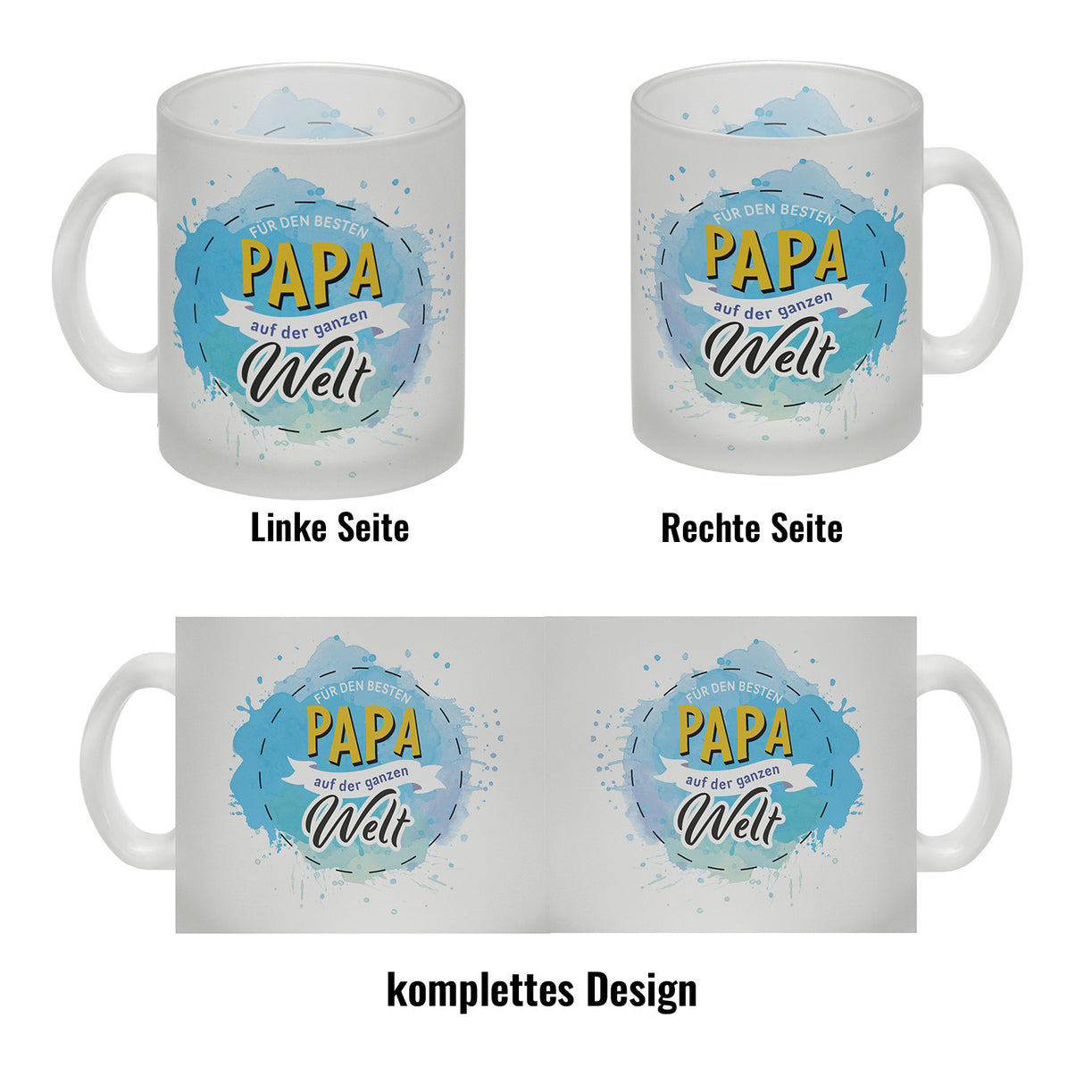 Für den besten Papa Kaffeebecher mit Wasserfarben Motv
