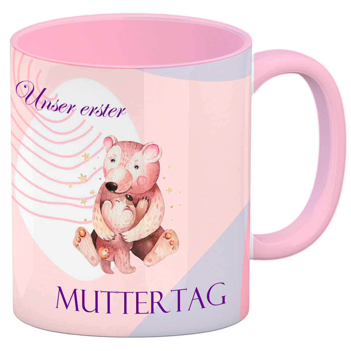 Nilpferd-Kaffeebecher zu ersten Muttertag mit Mama und Baby in rosa