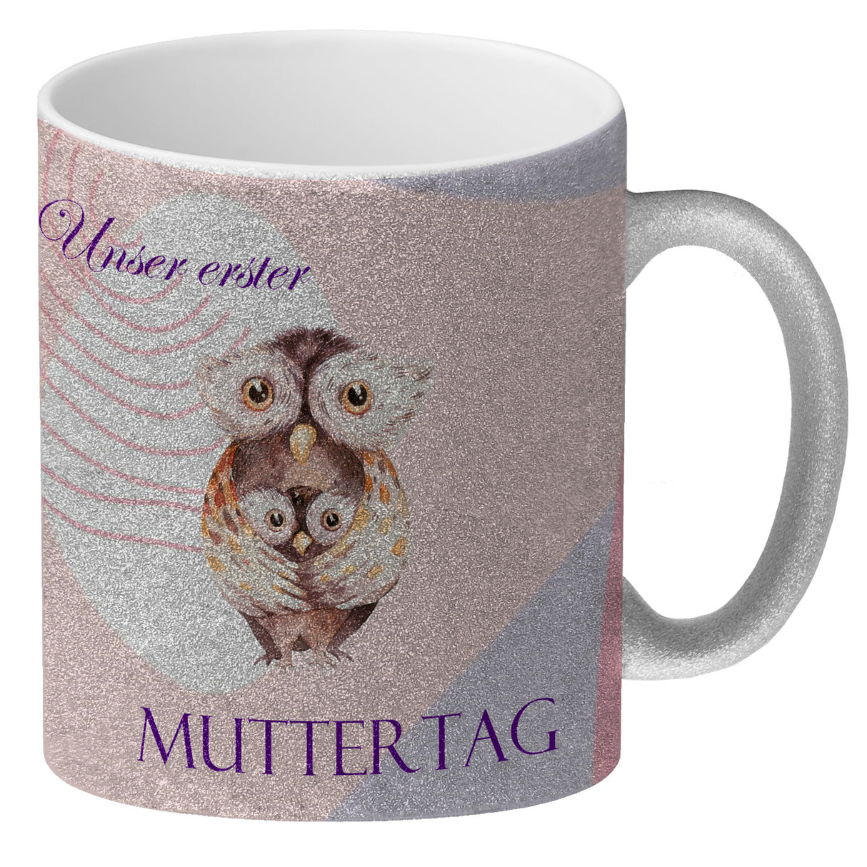 Nilpferd-Kaffeebecher zu ersten Muttertag mit Mama und Baby in rosa