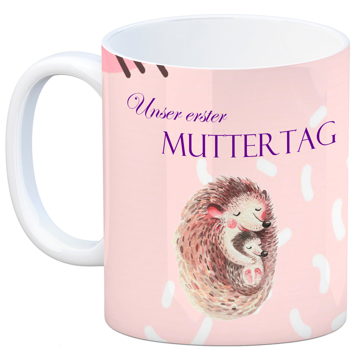 Nilpferd-Kaffeebecher zu ersten Muttertag mit Mama und Baby in rosa