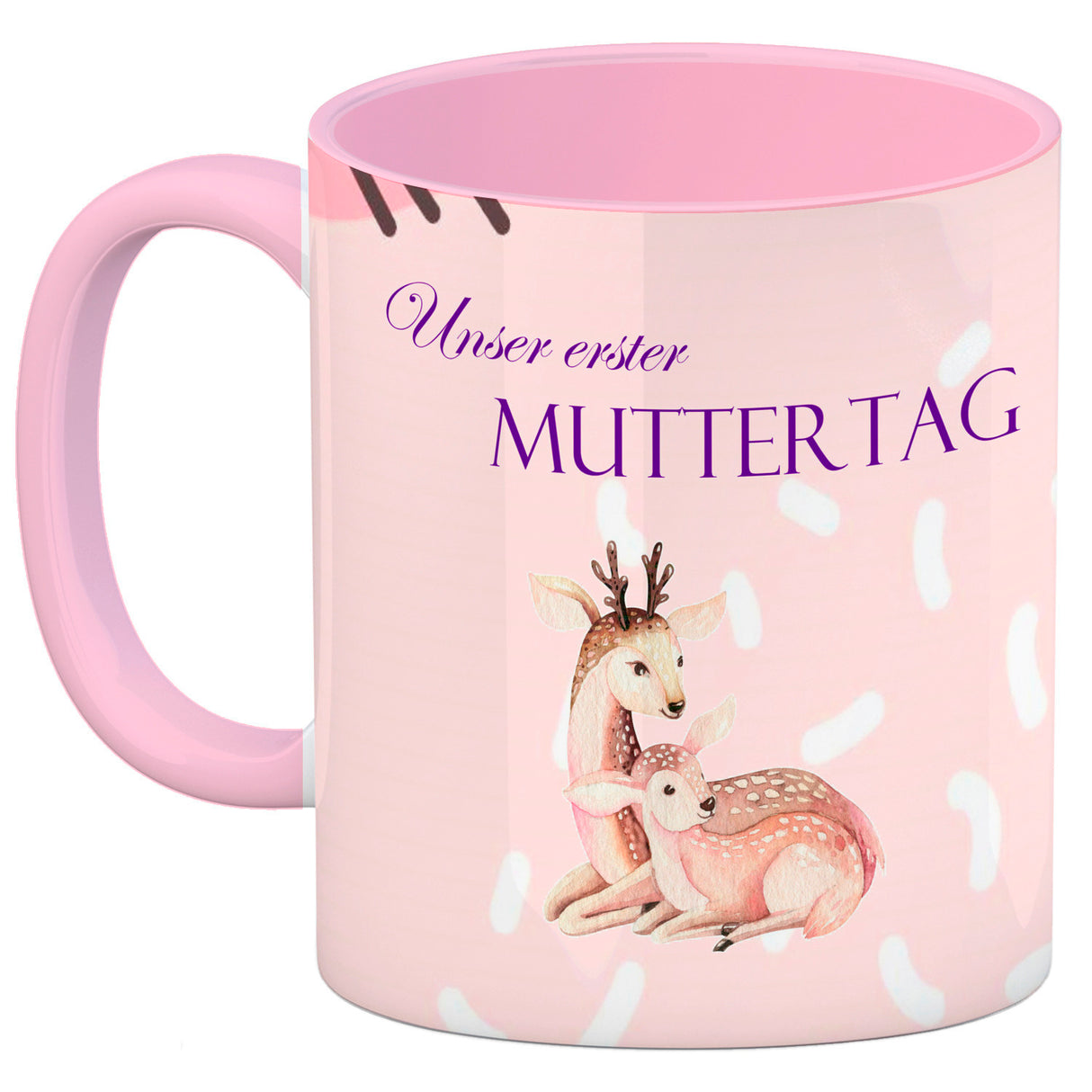 Nilpferd-Kaffeebecher zu ersten Muttertag mit Mama und Baby in rosa