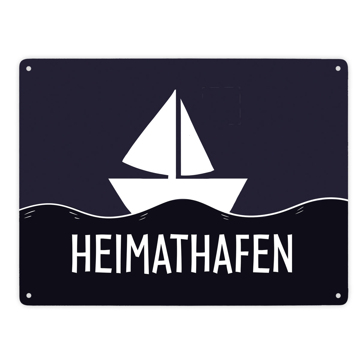 Heimathafen Metallschild mit Schiff und Meeresmotiv