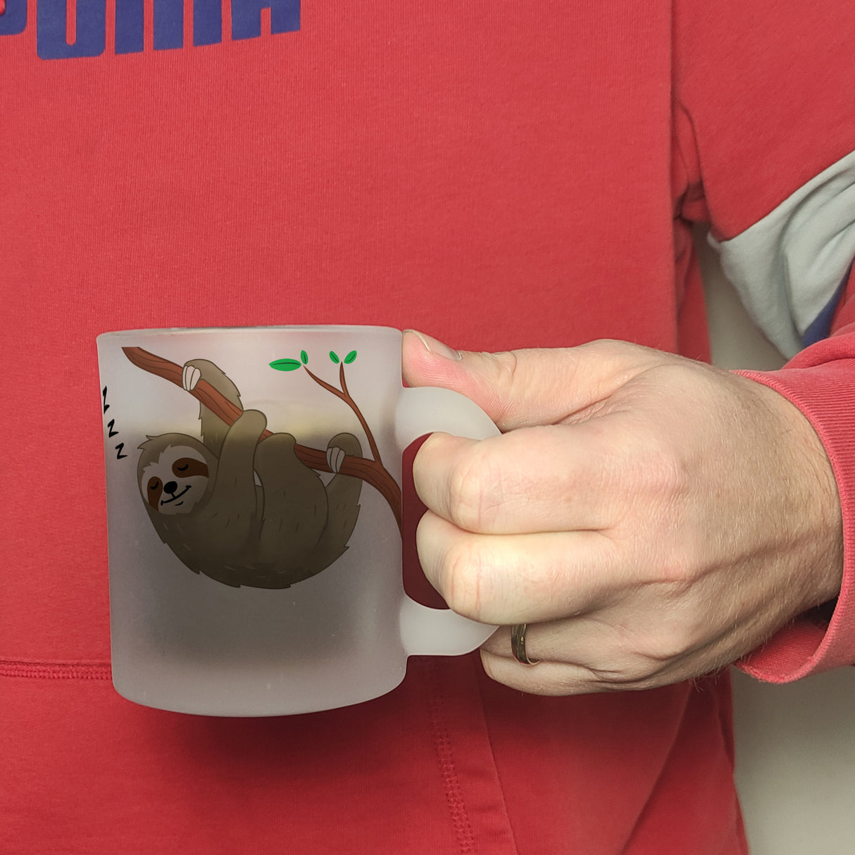 Weck mich wenn es Freitag ist Kaffeebecher mit süßem Faultier
