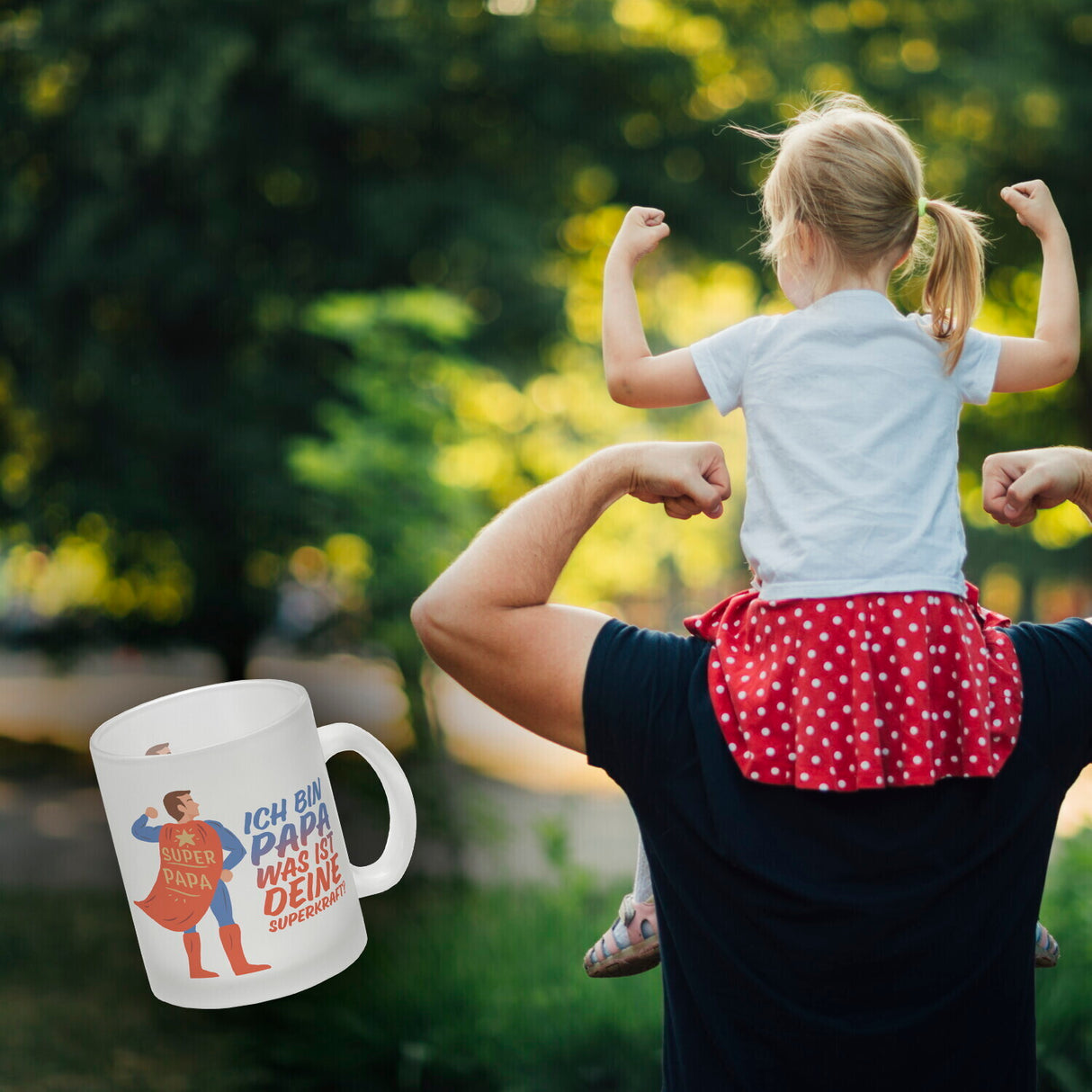 Ich bin Papa was ist deine Superkraft Kaffeebecher mit Superheldmotiv