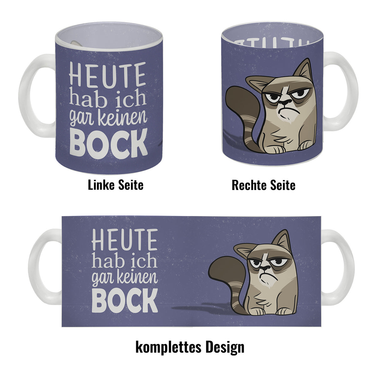 Heute hab ich gar keinen Bock Kaffeebecher mit der lustigen grummeligen Katze
