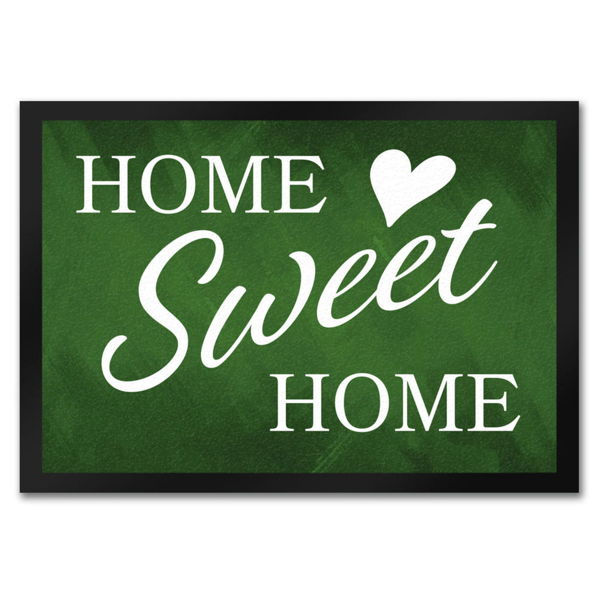 Home Sweet Home Fußmatte mit eleganter Aufschrift auf schwarzem Hintergrund