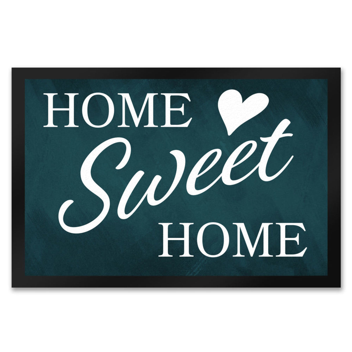 Home Sweet Home Fußmatte mit eleganter Aufschrift auf schwarzem Hintergrund