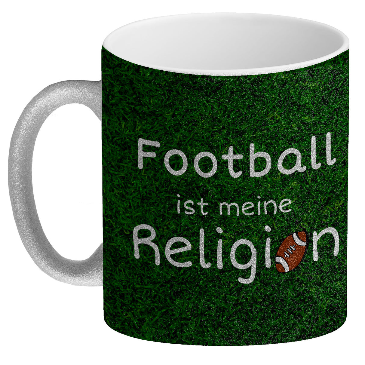 Fussball ist meine Religion Kaffeebecher mit Fussballmotiv