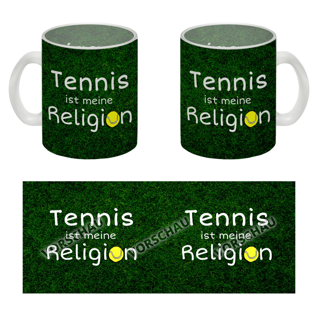 Fussball ist meine Religion Kaffeebecher mit Fussballmotiv