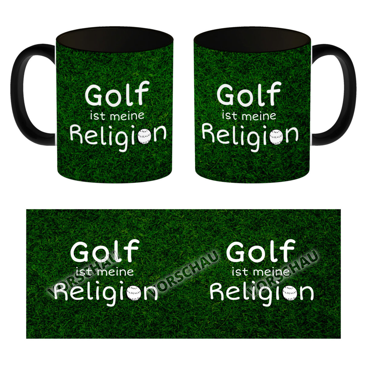 Fussball ist meine Religion Kaffeebecher mit Fussballmotiv