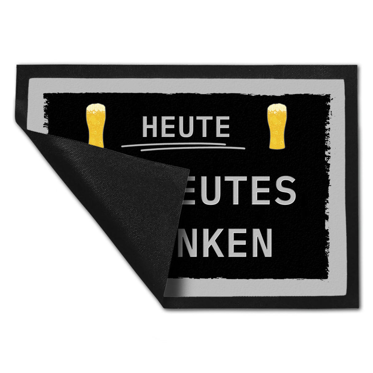 Heute betreutes Trinken Fußmatte in 35x50 cm mit rotem Rahmen