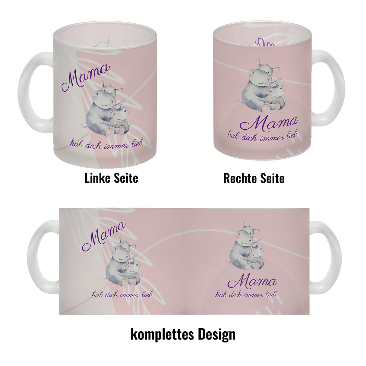 Mama hab dich immer lieb Kaffeebecher mit niedlichem Nilpferd in rosa
