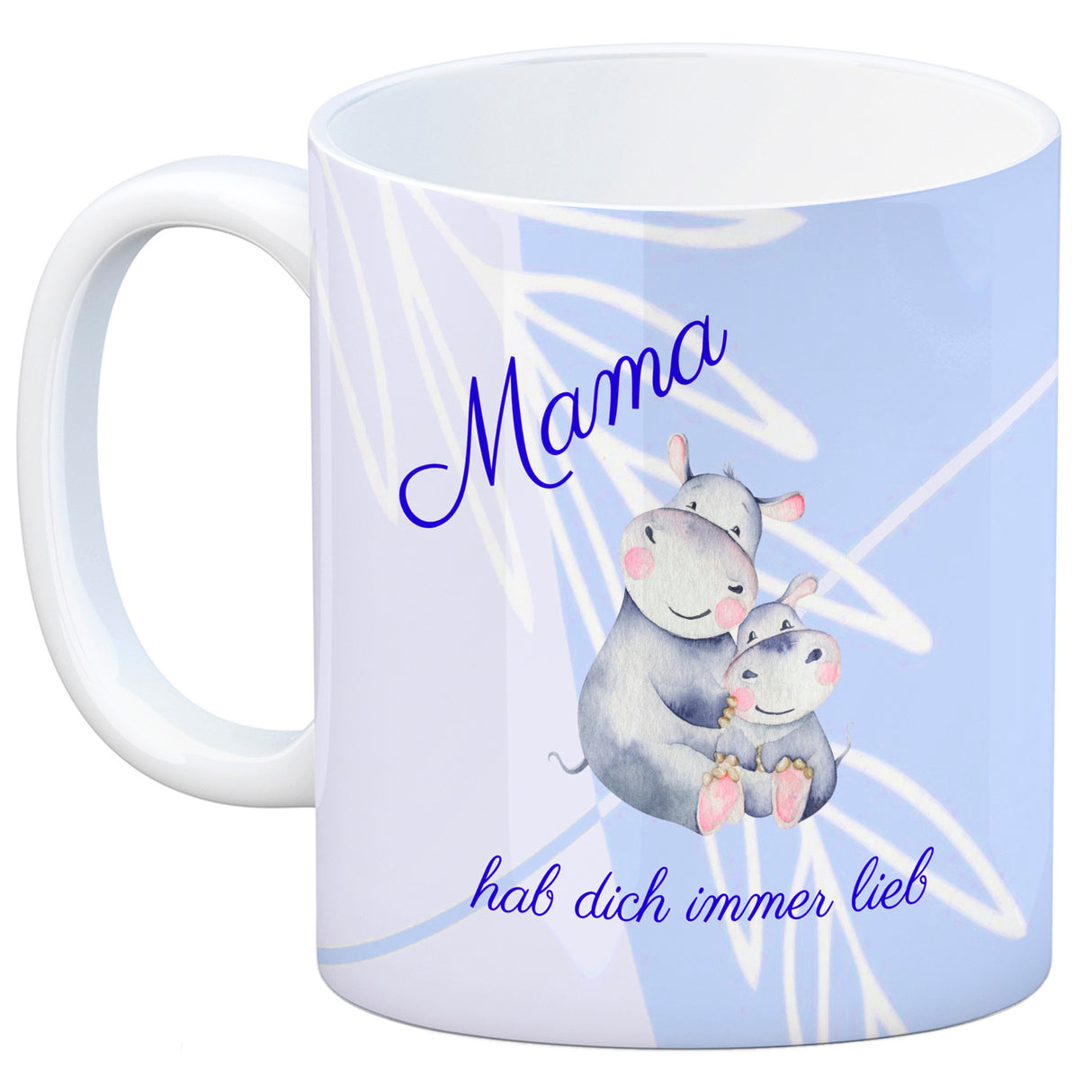 Mama hab dich immer lieb Kaffeebecher mit niedlichem Nilpferd in rosa