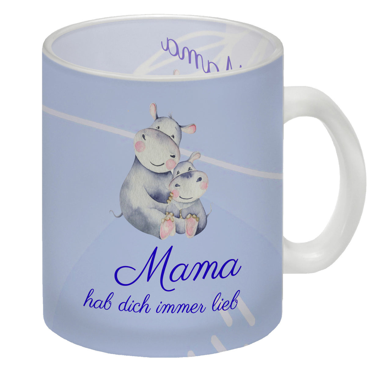 Mama hab dich immer lieb Kaffeebecher mit niedlichem Nilpferd in rosa
