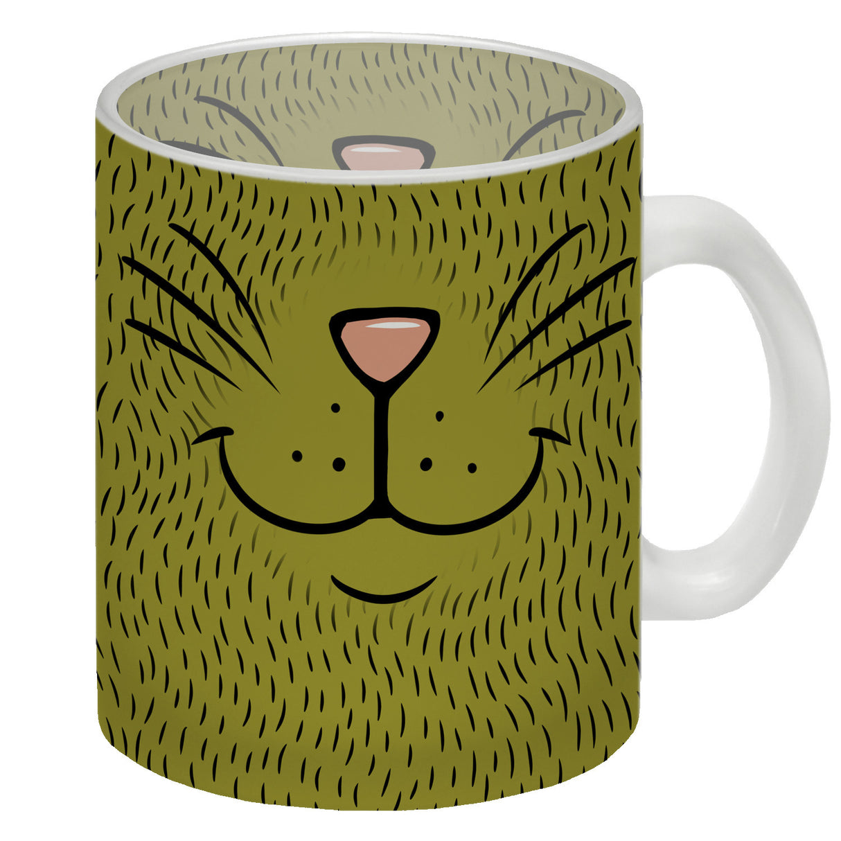 Katzengesicht Kaffeebecher mit süßem Lächeln einer Katze