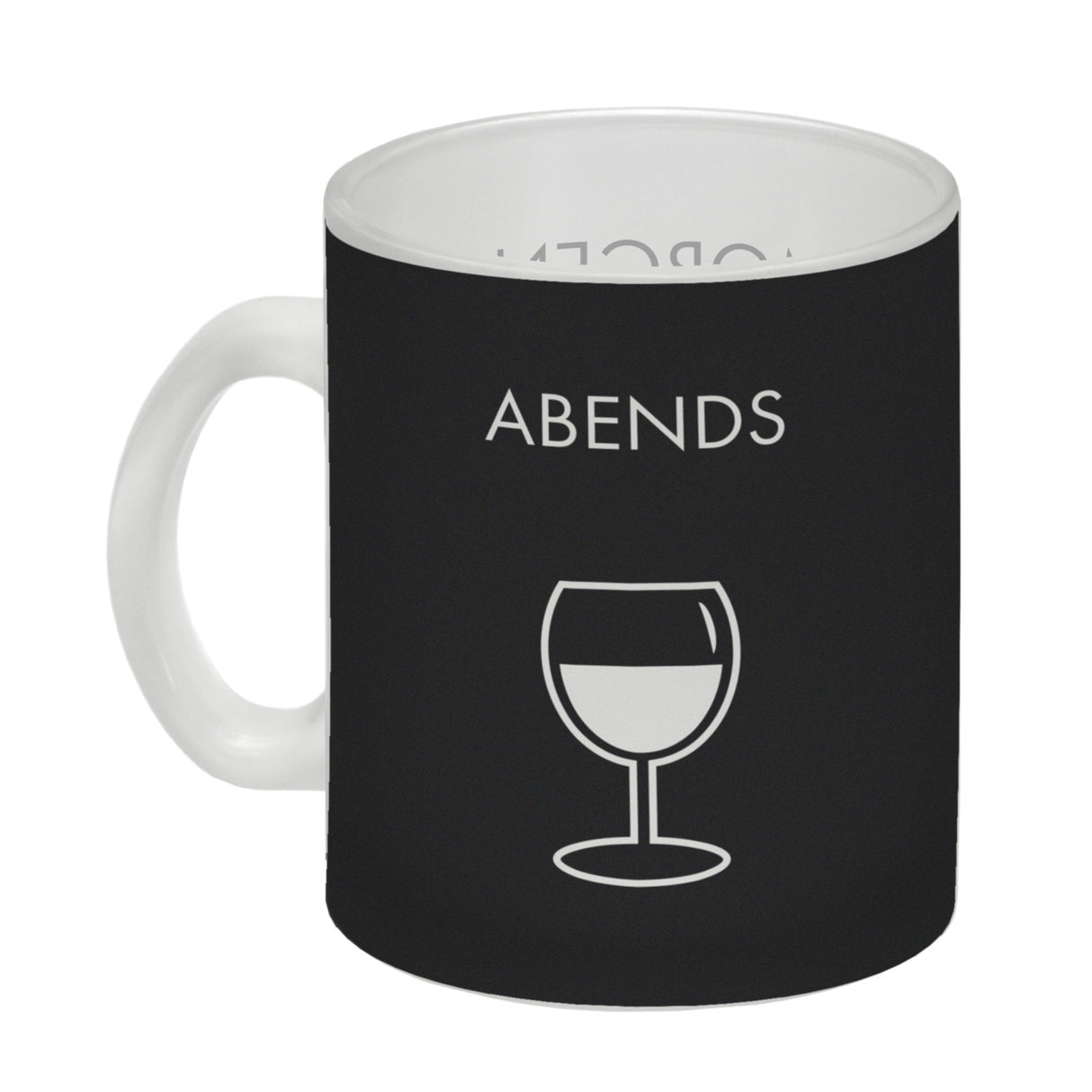 Morgens und Abends Kaffeebecher mit Kaffeebecher und Weinglas Wendemotiv