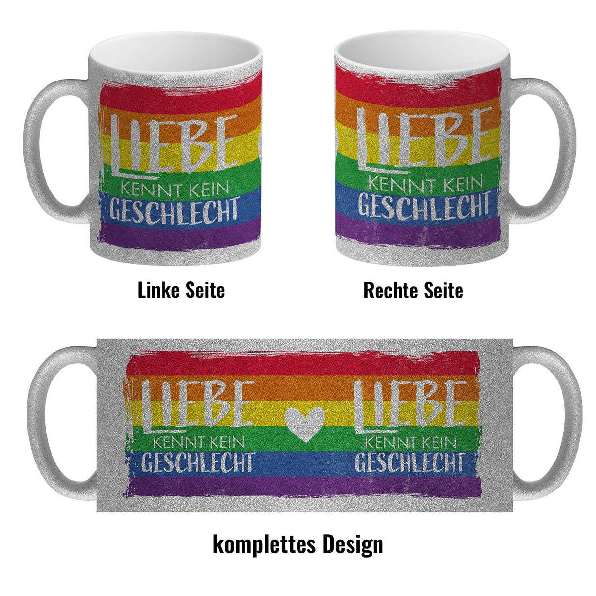 Liebe kennt kein Geschlecht Kaffeebecher mit Regenbogenflagge