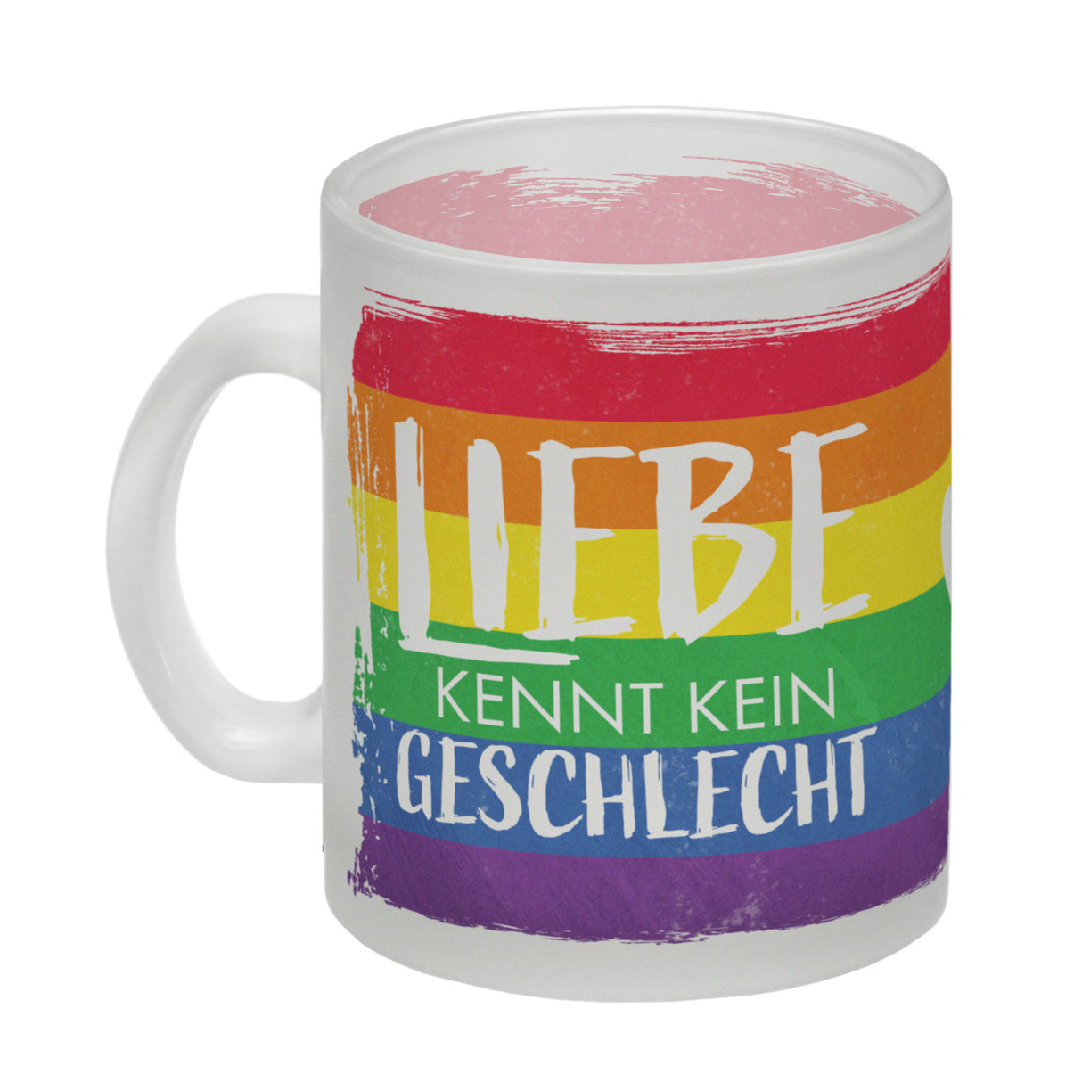 Liebe kennt kein Geschlecht Kaffeebecher mit Regenbogenflagge