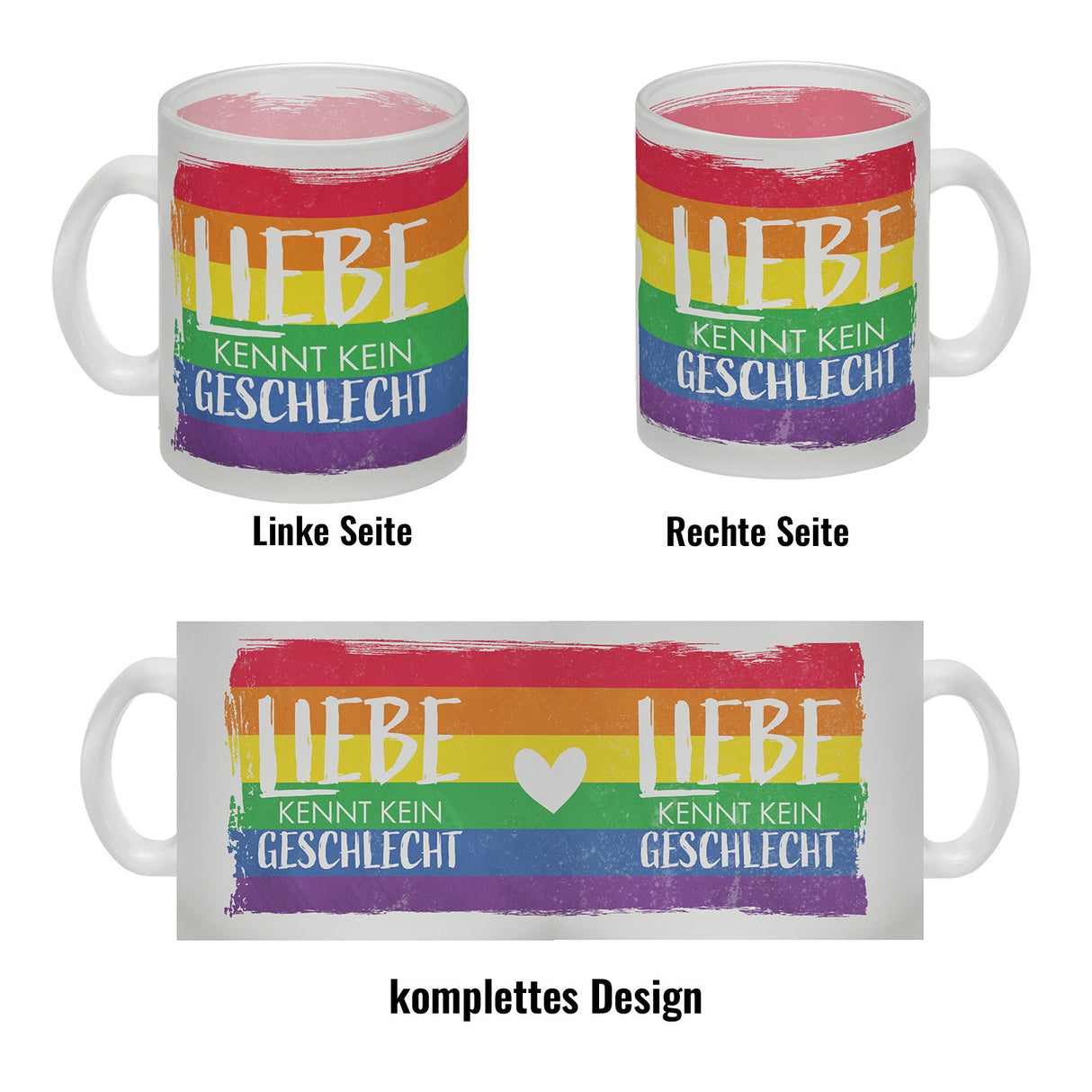 Liebe kennt kein Geschlecht Kaffeebecher mit Regenbogenflagge